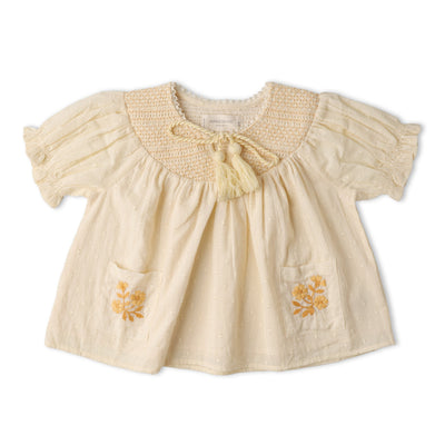 Makemake Organics Organic Smocked Top & Shorts Set - Butter Yellow