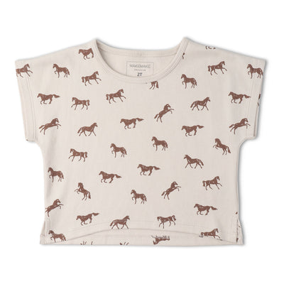 Makemake Organics Organic Drop Shoulder Tee & Shorts Set - Horses