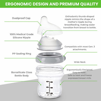 Haakaa Gen. 3 Silicone Orthodontic Anti-Colic Bottle Nipple Attachment (Slow/Medium/Variable Flow)