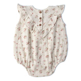 Makemake Organics Organic Sleeveless Ruffle Bubble Romper - Blush Floral