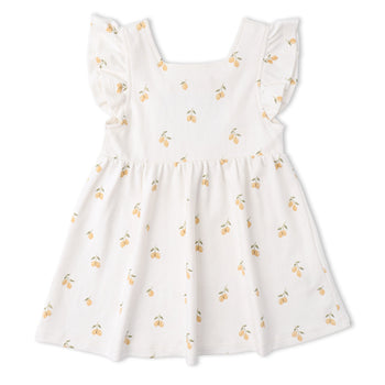 Makemake Organics Organic Cutout Back Dress - Lemons