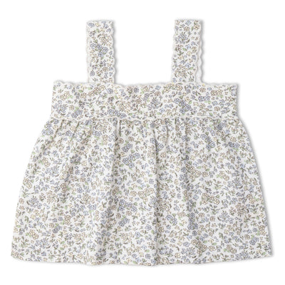 Makemake Organics Organic Scalloped Top & Bloomers Set - Tulle Floral