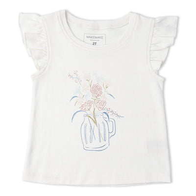 Makemake Organics Organic Sleeveless Flutter Top & Shorts Set - Spring Floral