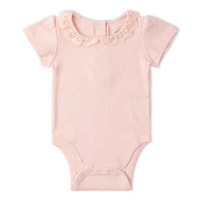 Makemake Organics Organic Lace Collar Onesie & Tights Set - Blush