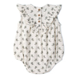 Makemake Organics Organic Sleeveless Ruffle Bubble Romper - Poppy