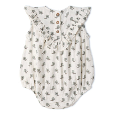 Makemake Organics Organic Sleeveless Ruffle Bubble Romper - Poppy