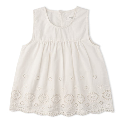 Makemake Organics Organic Eyelet Top And Pant Set - Ivory Eyelet
