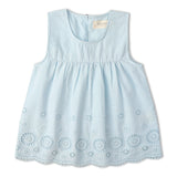 Makemake Organics Organic Eyelet Top And Pant Set - Light Blue Eyelet