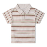 Makemake Organics Organic Collar Tee & Shorts Set - Terra Stripes