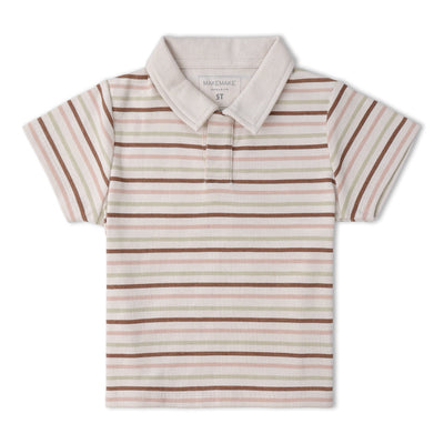 Makemake Organics Organic Collar Tee & Shorts Set - Terra Stripes