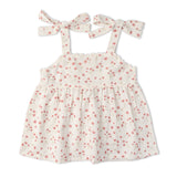 Makemake Organics Organic Tie Up Top & Shorts Set - Pink Bloom