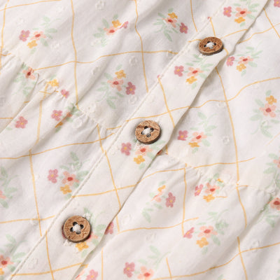 Makemake Organics Organic Flutter Buttoned Tiered Dress - Spring Weave
