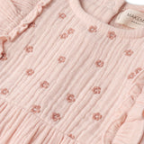 Makemake Organics Organic Embroidered Ruffle Romper - Blush