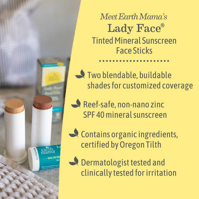 Lady Face Mineral Sunscreen Face Stick SPF 40: .74 oz. net wt. (21 g) / Medium/Dark Tint