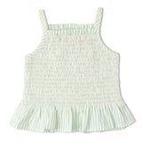 Makemake Organics Organic Smocked Top And Bloomer Set - Basil Stripes