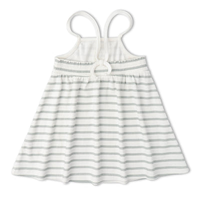 Makemake Organics Organic Tie-Back Strap Dress - Fog Stripes