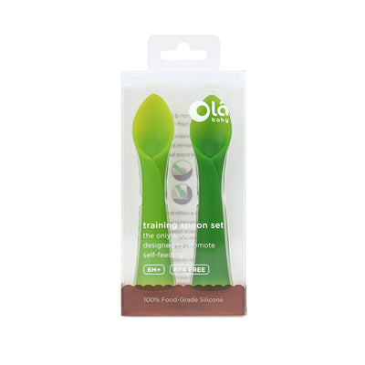 Olababy Silicone Training Spoons for Baby-Led Weaning (2-Pack) – Self-Feeding Baby Spoons, 6 Months+