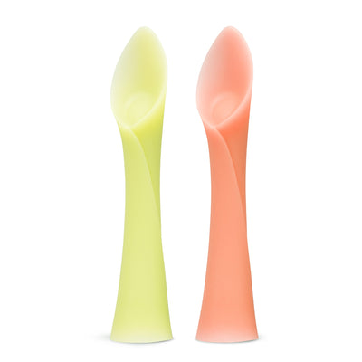 Olababy Silicone Training Spoons for Baby-Led Weaning (2-Pack) – Self-Feeding Baby Spoons, 6 Months+