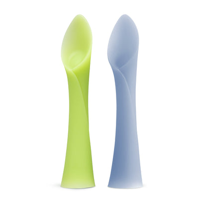 Olababy Silicone Training Spoons for Baby-Led Weaning (2-Pack) – Self-Feeding Baby Spoons, 6 Months+