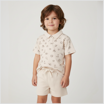 Makemake Organics Organic Collar Tee & Shorts Set - Rodeo