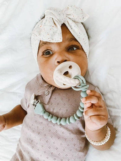 Sweetie Strap™ Silicone Pacifier Clip – Toast Beaded Design