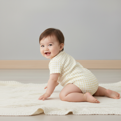 Makemake Organics Organic Short Sleeve Bubble Romper - Dotty Gingham