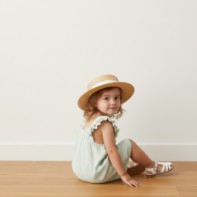 Makemake Organics Organic Flutter Jumpsuit - Basil Stripes