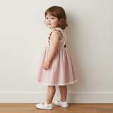 Makemake Organics Organic Cross Back Dress - Coral Stripes