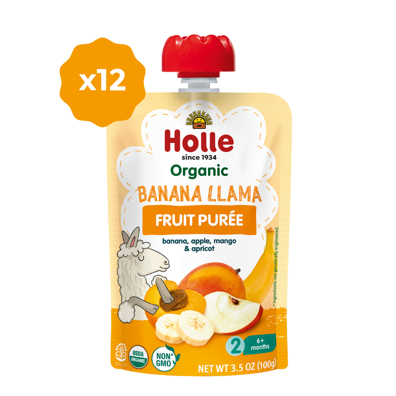 Holle Baby Food Pouches - Organic Fruit & Grain Puree - Panda Peach