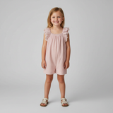 Makemake Organics Organic Flutter Jumpsuit - Coral Stripes
