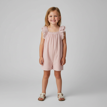 Makemake Organics Organic Flutter Jumpsuit - Coral Stripes