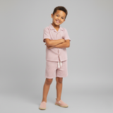 Makemake Organics Organic Shirt & Shorts Set - Coral Stripes