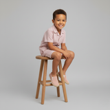 Makemake Organics Organic Shirt & Shorts Set - Coral Stripes