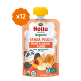 Holle Baby Food Pouches - Organic Fruit & Grain Puree -  Panda Peach