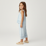 Makemake Organics Organic Eyelet Top And Pant Set - Light Blue Eyelet