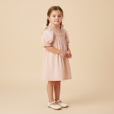 Makemake Organics Organic Eyelet Bubble Sleeve Dress - Blush Eyelet
