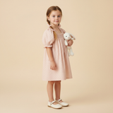 Makemake Organics Organic Eyelet Bubble Sleeve Dress - Blush Eyelet
