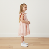 Makemake Organics Organic Eyelet Flutter Dress - Blush Eyelet