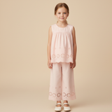 Makemake Organics Organic Eyelet Top And Pant Set - Blush Eyelet