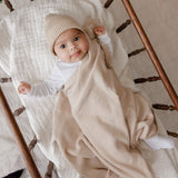 Luxe Collection 100% Organic Cotton Luxury Knit Baby Blanket + Hat Set with Gift Box
