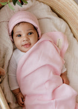 Luxe Collection 100% Organic Cotton Luxury Knit Baby Blanket + Hat Set with Gift Box