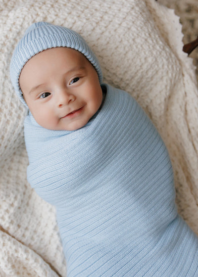 Organic Ribbed Knit Cotton Baby Blanket