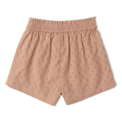 Makemake Organics Organic Eyelet Flutter Top And Shorts Set - Clay Eyelet