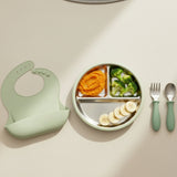 Stainless Steel Toddler Feeding Set 12+ Months- Sage Green