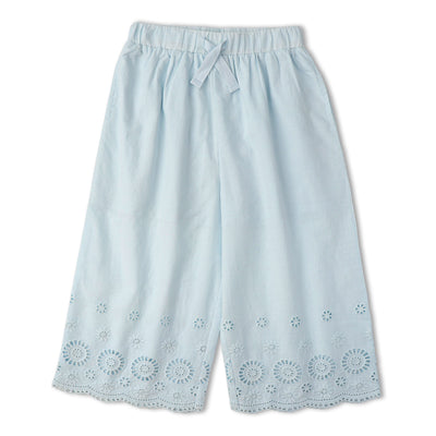 Makemake Organics Organic Eyelet Top And Pant Set - Light Blue Eyelet