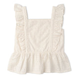 Makemake Organics Organic Eyelet Flutter Top And Shorts Set - Ivory Eyelet
