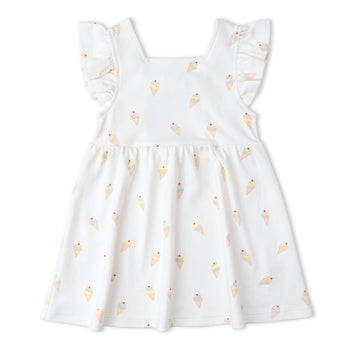 Makemake Organics Organic Cutout Back Dress - Ice Cream