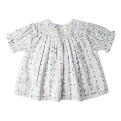 Makemake Organics Organic Smocked Top & Shorts Set - Blue Vines