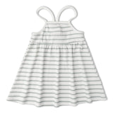 Makemake Organics Organic Tie-Back Strap Dress - Fog Stripes