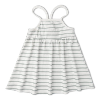Makemake Organics Organic Tie-Back Strap Dress - Fog Stripes